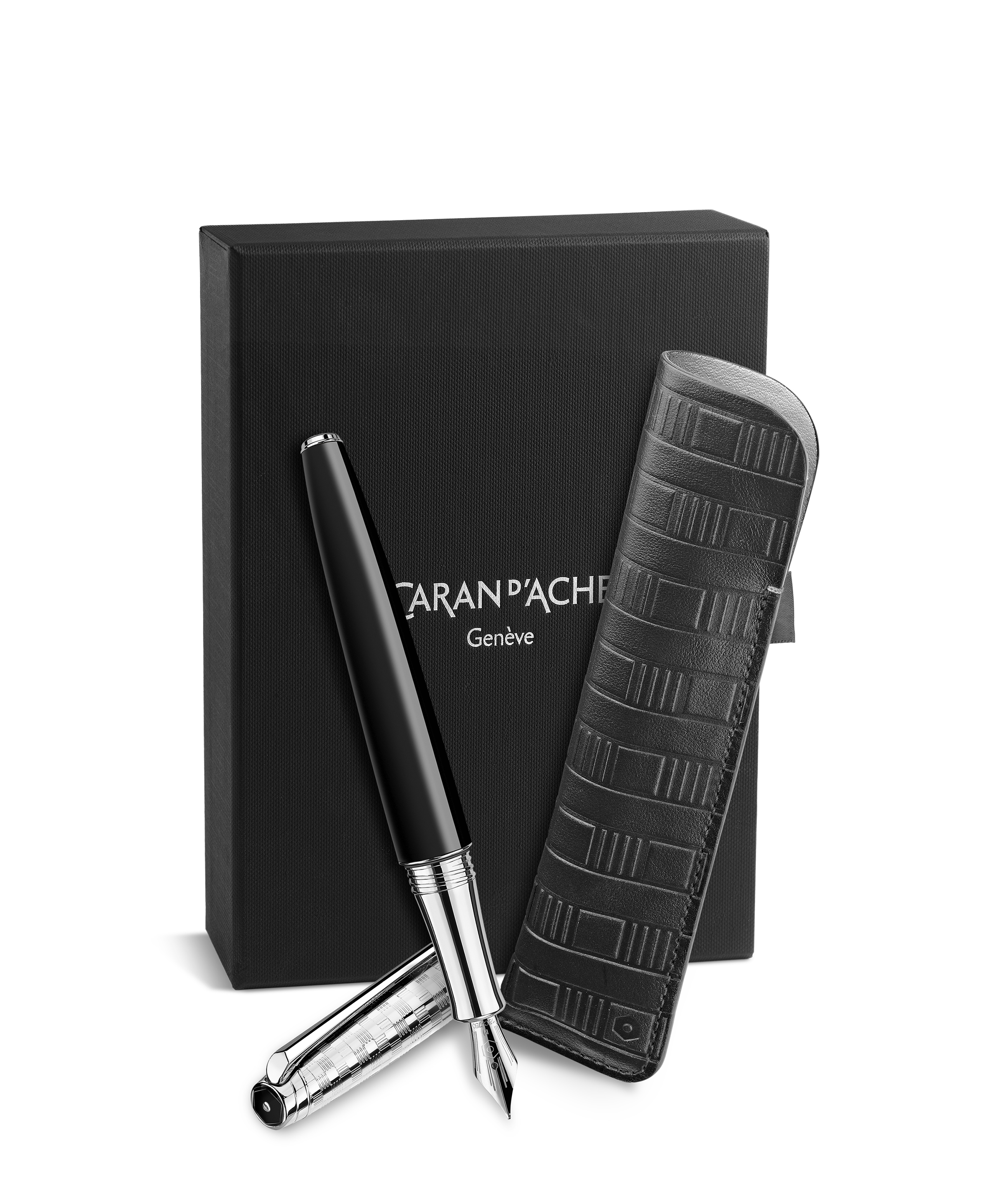 Caran d'Ache Léman Set Füllfederhalter Damier und Lederetui