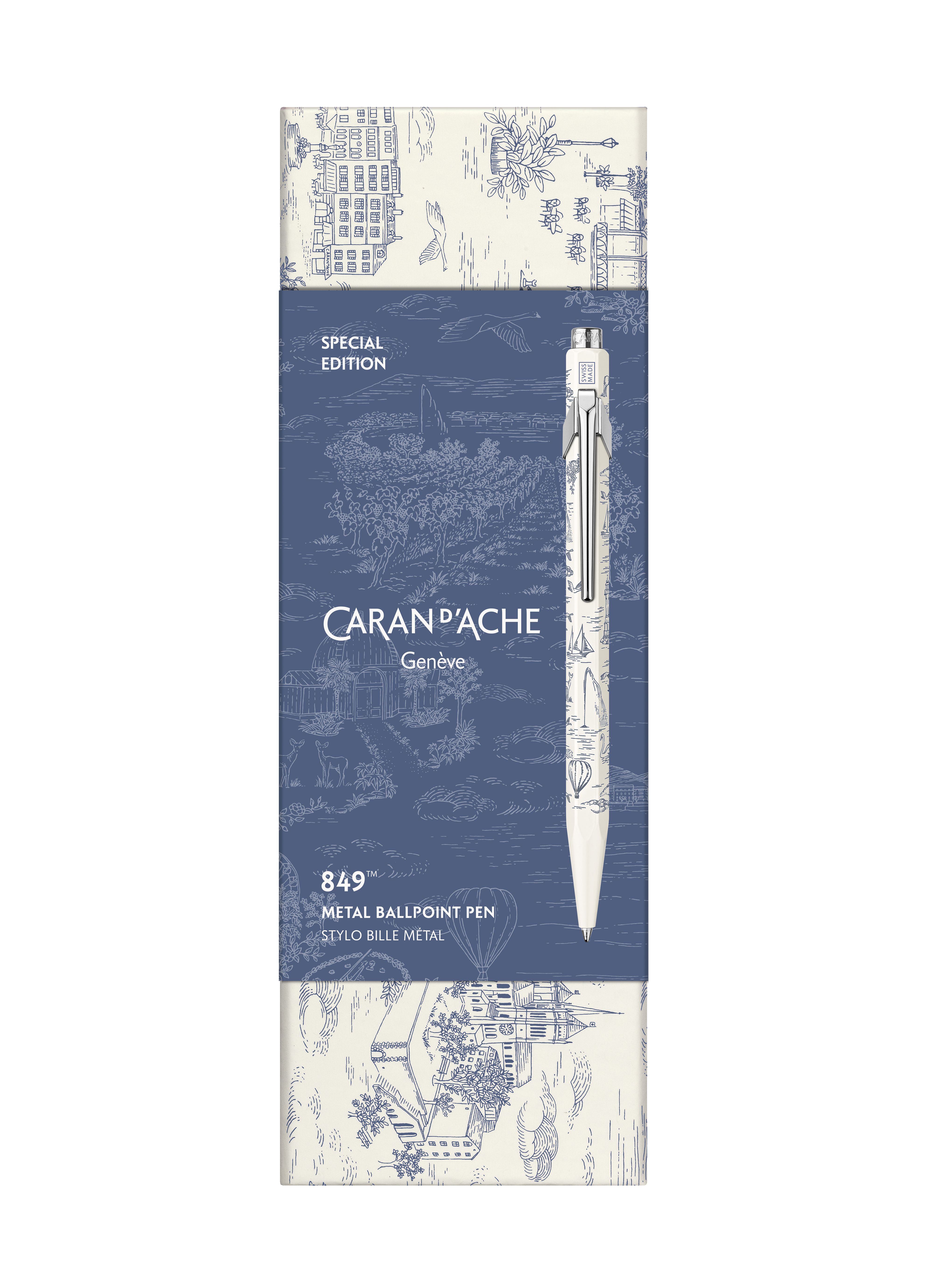 Caran d'Ache Kugelschreiber 849 Xmas 2026 Toile de Jouy weiß - Sondererdition