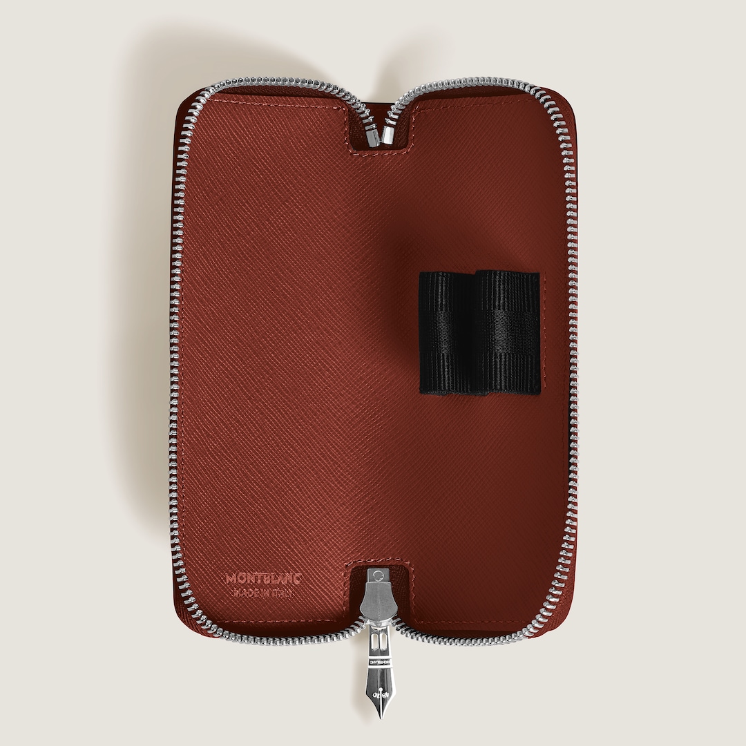 Montblanc Etui für 2 Schreibgeräte mit Reißverschluss aus Sartorial Leder - Red Oak