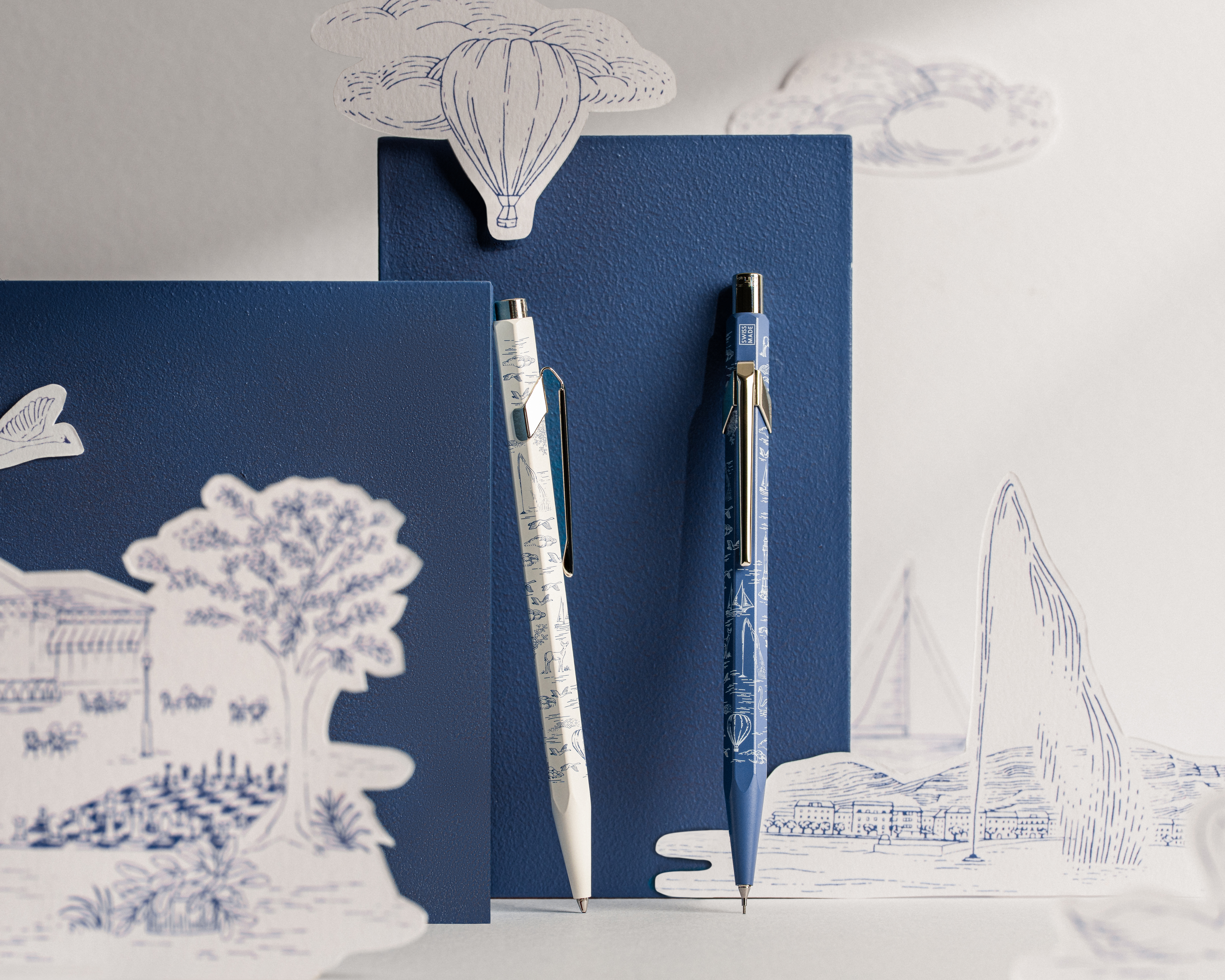 Caran d'Ache Set Kugelschreiber 849 und Bleistift 844 Xmas 2026 Toile de Jouy - Sondererdition