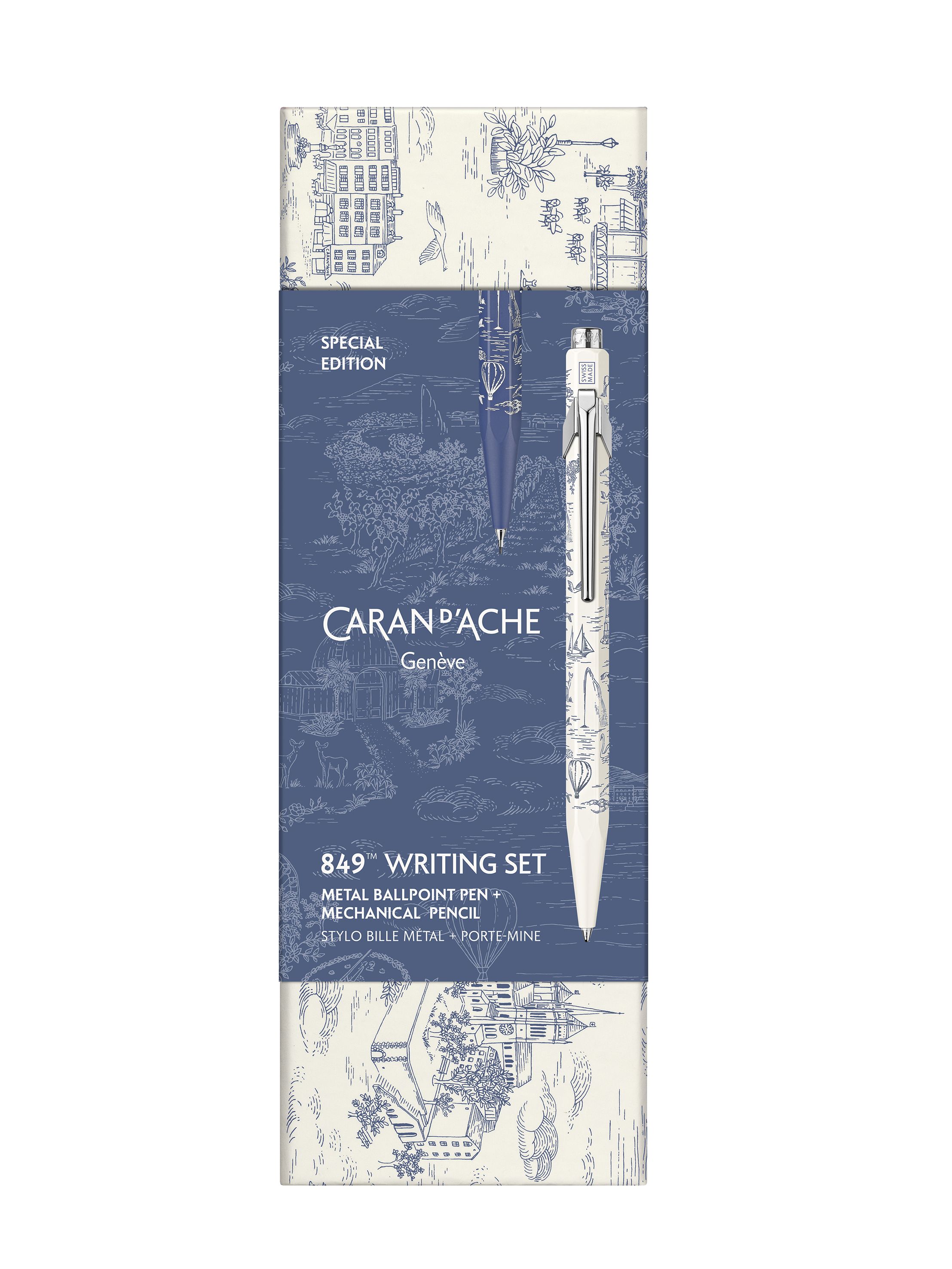 Caran d'Ache Set Kugelschreiber 849 und Bleistift 844 Xmas 2026 Toile de Jouy - Sondererdition