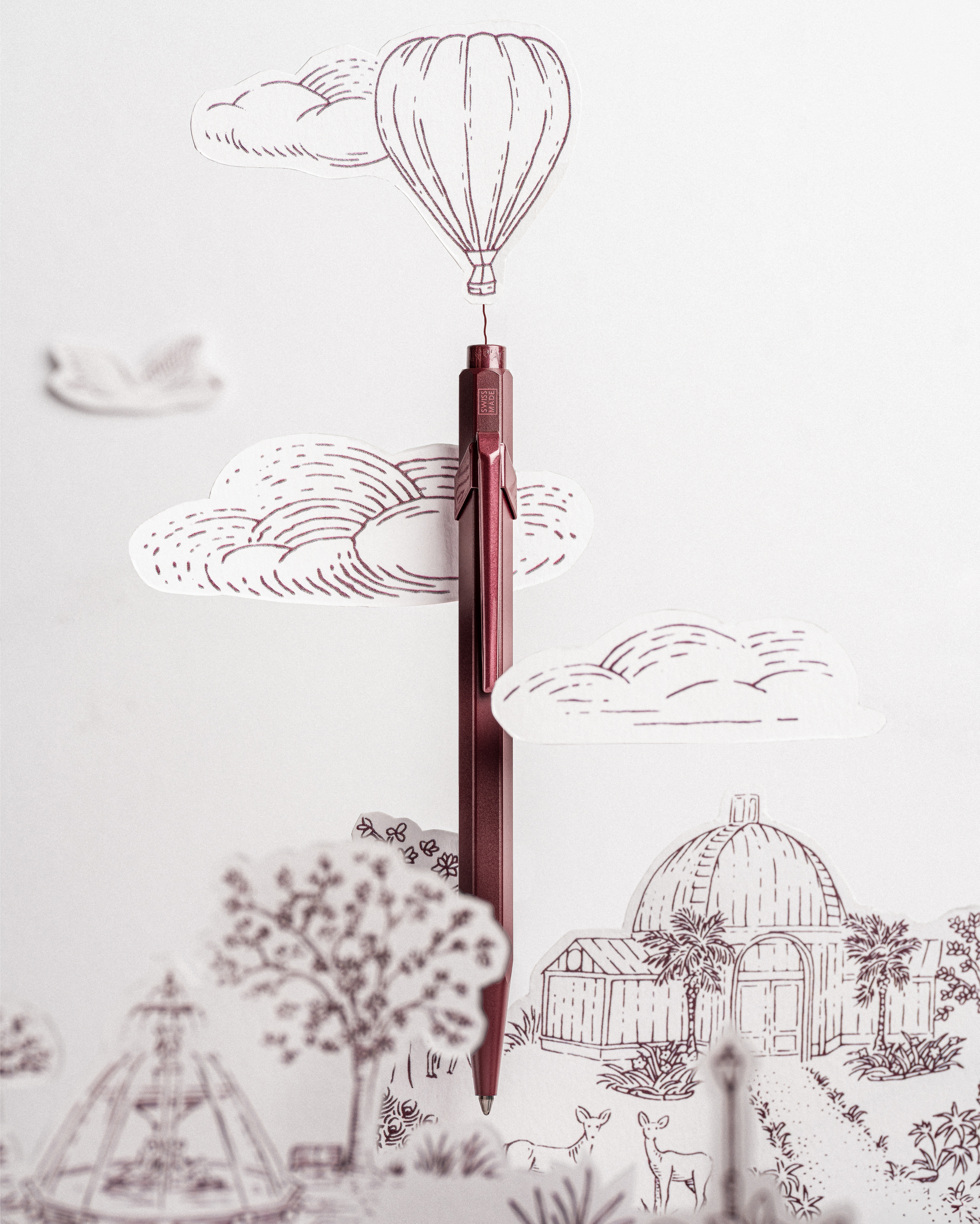 Caran d'Ache Kugelschreiber 849 Xmas 2026 Toile de Jouy bordeaux - Sondererdition